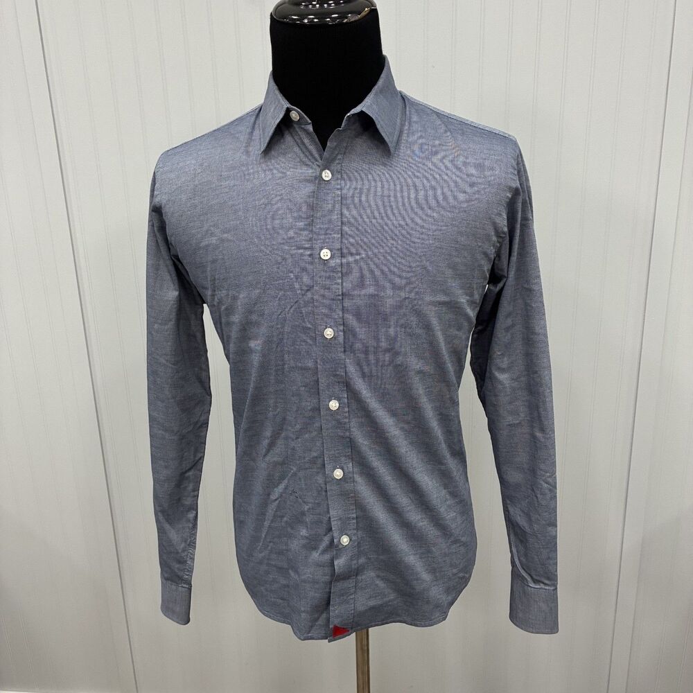 UNTUCKit Men's Large Blue Slim Fit Cotton Long Sleeve Button-Front Shirt